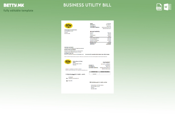 Модерен стил Холандски BPW шаблон за деловна сметка за комунални услуги